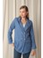 Melanj Keten Kumaş Kadın Indigo Ceket 1