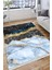 Lacivert Mermer Desenli Gold Şeritli Halı Yıkanabilir Kaymaz Tabanlı Kilim Dot Tabanlı Halı 1025M 3