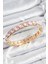 Pirinç Pembe Zirkon Taşlı Kare Model Gold Renk Lastikli Kadın Bileklik - TJ-BB7499 1