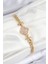 Pirinç Zirkon Taşlı Yonca Model Gold Renk Kadın Bileklik - TJ-BB7537 1