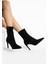 Siyah Streç 8.5 cm Orta Boy Kadın Topuklu Bot 2