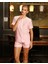 Kadın Kısa Kollu Dantel Detaylı Pembe Şortlu Pijama Takımı Yazlık, Şık ve Rahat 2’li Set 4