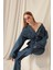 Denim Kumaş Beli Lastikli Kadın Mavi Kot Ceket 1