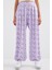 6665 Desenli Şalvar Pantolon - Lila 6