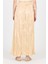 Açık Bej Bel Lastikli Kırışık Kumaş Etek 3483 5