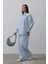Çizgili Cep Detaylı Oversize Takım - Bebe Mavisi 2