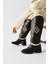 Hilka Siyah Çıkarılabilir Konçlu Etnik Desenli Bot-Çizme 3