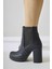 Dorsaf Lacivert Oval Burunlu Lastikli Topuklu Bot 1