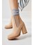 Dorsaf Krem Süet Oval Burunlu Lastikli Topuklu Bot 1