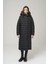 Kapüşonlu Düğme Kapamalı Uzun Şişme Mont SİYAH 6494 2