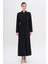 Hakim Yaka Zincir Aksesuarlı Astarlı Pardesü Siyah 6742 1