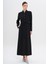 Hakim Yaka Zincir Aksesuarlı Astarlı Pardesü Siyah 6742 3