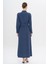 Hakim Yaka Boncuk ve Işleme Detaylı Astarsız Modal Pardesü Indigo 6728 5