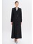 Pelerin ve Kol Ağzı Taş Detaylı Astarlı Pardesü Siyah 6746 1