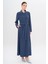 Gömlek Yaka Aksesuar Detaylı Astarsız Modal Büyük Beden Pardesü Indigo 6745 2