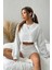 Kadın Gri Oversize Crop Bisiklet Yaka Şardonlu Sweatshirt 3