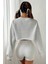 Kadın Gri Oversize Crop Bisiklet Yaka Şardonlu Sweatshirt 6