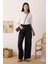 Pileli Basic Keten Pantolon Siyah 4