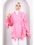 Pembe Kol Fırfırlı Düğmeli Tunik 1