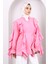 Pembe Kol Fırfırlı Düğmeli Tunik 3