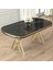 Zae Serisi 90X168 Lak Panel Siyah Mermer Desen Gold Ayak Masa Takımı 4 Cappucino Sandalye 2