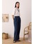 Pileli Basic Keten Pantolon Gece Mavi 3