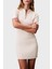 Fitilli Slim Fit Yarım Fermuarlı Dik Yaka Mini Boy Elbise LV044C330GYAS Bayan Elbise LV044C330G Yas 1