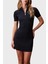 Fitilli Slim Fit Yarım Fermuarlı Dik Yaka Mini Boy Elbise LV044C330GCEF Bayan Elbise LV044C330G Cef 1