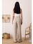 Pileli Basic Keten Pantolon Sedef 2