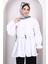 Beyaz Ön Bağlamalı Fırfırlı Kimono 1