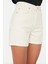 Shopeonly ekru Paçası Katlamalı Yüksek Bel Denim Şort 6