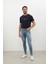 Erkek Skinny Ripped Jean Açık Mavi 3