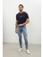 Erkek Skinny Ripped Jean Açık Mavi 5