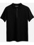 Cord Siyah Polo Yaka Fermuarlı Erkek T-Shirt 2
