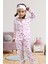 Kalp Desenli Pembe Çizgili Gömlek Yaka Kız Çocuk Pijama Takımı 1