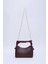 Bordo SHK24 Orjinal Soft Deri Düğüm Detaylı Zincir Askılı El ve Omuz Çantası U:14 E:22 G:8 cm 1