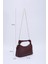 Bordo SHK24 Orjinal Soft Deri Düğüm Detaylı Zincir Askılı El ve Omuz Çantası U:14 E:22 G:8 cm 2