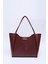 Bordo Shk76 Çıtçıtlı Fitil Askılı Deri Makyaj Çantalı Büyük Boy Kadın El Ve Omuz Çantası U:29 E:30 G:9 Cm 4