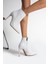 10.5 cm Beyaz Sivri Burun Kadın Topuklu Bot 1