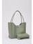 Yeşil Shk76 Çıtçıtlı Fitil Askılı Deri Makyaj Çantalı Büyük Boy Kadın El Ve Omuz Çantası U:29 E:30 G:9 Cm 2
