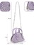 Lila SHK220 Süet Kumaş, Tek Bölmeli, Zincir Askılı,fermuarlı, Taşlı, Mini El ve Omuz Çantası 4