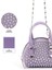 Lila SHK220 Süet Kumaş, Tek Bölmeli, Zincir Askılı,fermuarlı, Taşlı, Mini El ve Omuz Çantası 5