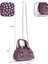 Mor SHK220 Süet Kumaş, Tek Bölmeli, Zincir Askılı,fermuarlı, Taşlı, Mini El ve Omuz Çantası 4
