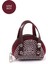 Bordo SHK220 Süet Kumaş, Tek Bölmeli, Zincir Askılı,fermuarlı, Taşlı, Mini El ve Omuz Çantası 1