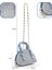 Mavi SHK220 Süet Kumaş, Tek Bölmeli, Zincir Askılı,fermuarlı, Taşlı, Mini El ve Omuz Çantası 4