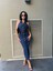 Kadın Mavi Renk Önü Düğmeli Rahat Kesim Denim Elbise Kot Elbise Denim Dress 4