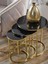 Lü Siyah Cam Gold Metal Zigon Sehpa 3