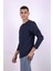 Düğmeli Waffle Indigo Erkek Sweatshirt 5070 2
