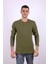 Düğmeli Waffle Yeşil Erkek Sweatshirt 5070 1