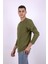 Düğmeli Waffle Yeşil Erkek Sweatshirt 5070 2